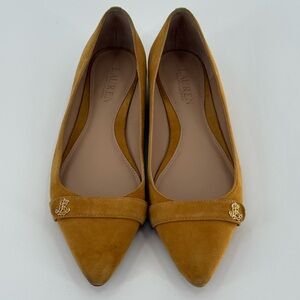 Ralph Lauren Pointy Toe Flats Yellow Suede 7.5